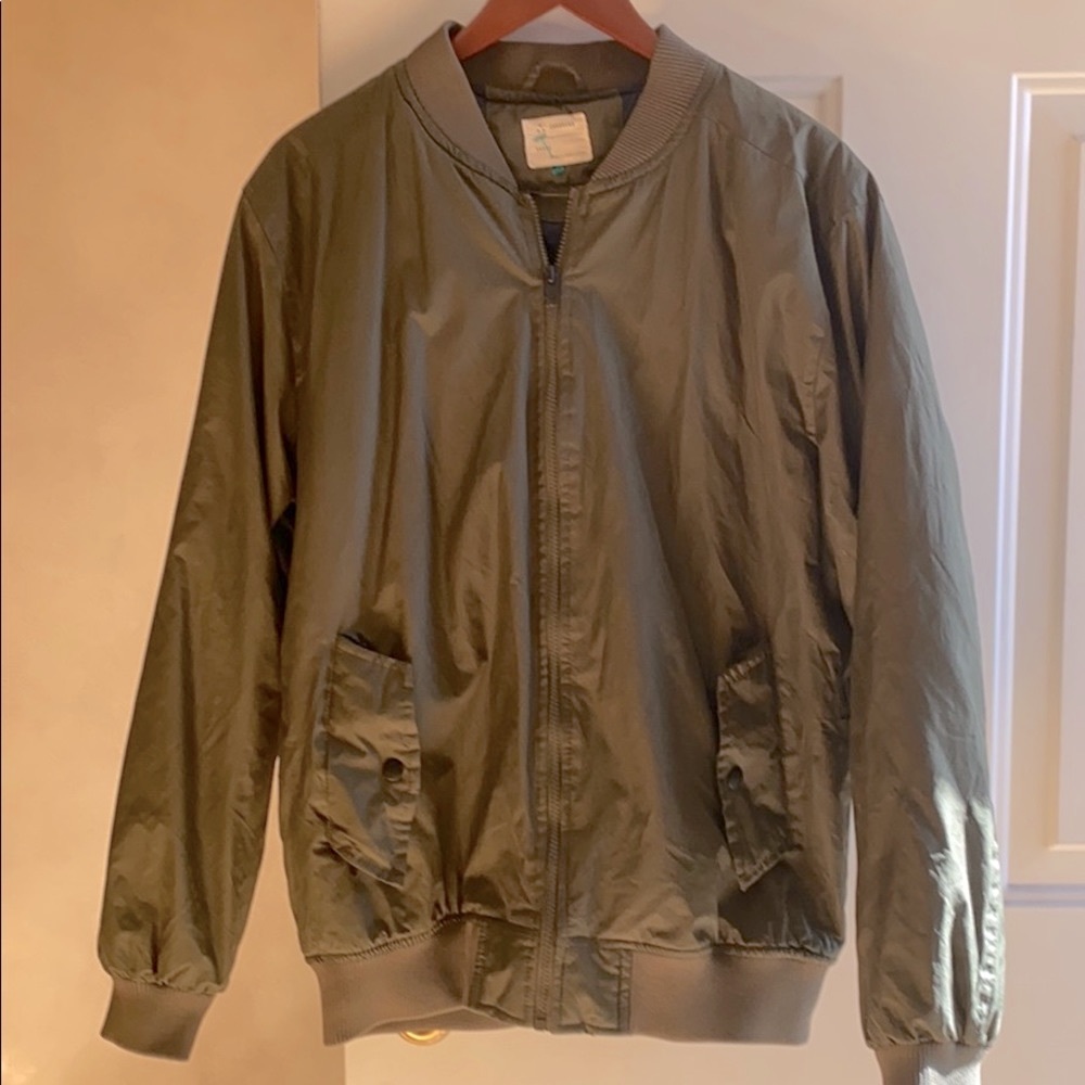 Zack Brand  green bomber flight  jacket size large